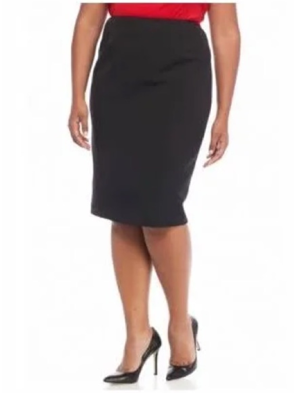 Kasper 18W, Classic Black Pencil Skirt - Women's Career Staple